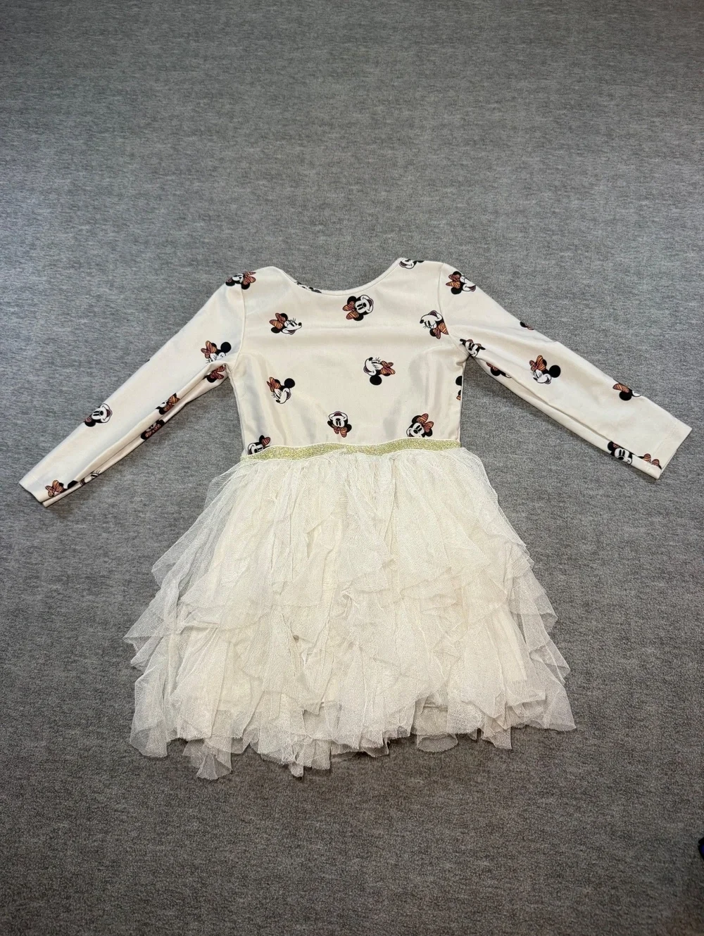 Disney Junior Minnie Mouse Tutu Dress Girls Size 3T White Long Sleeve